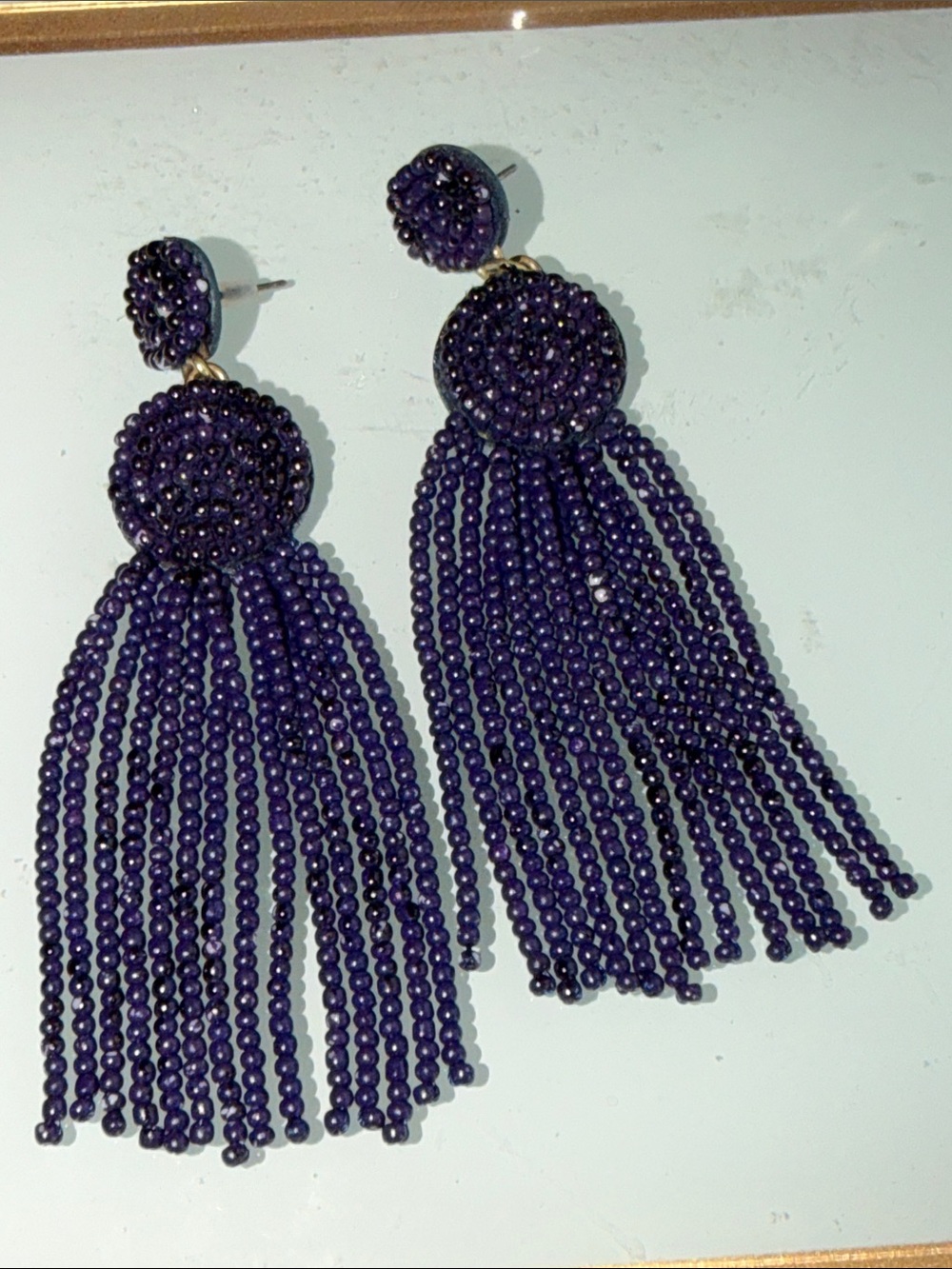 JCrew pierced earrings tiny micro purple beads post style round set with beads - Picture 14 of 14